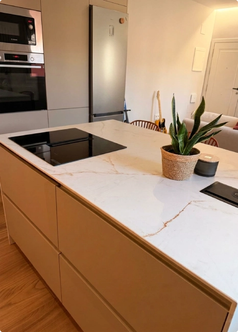 isla cocina encimera Venatino Gold