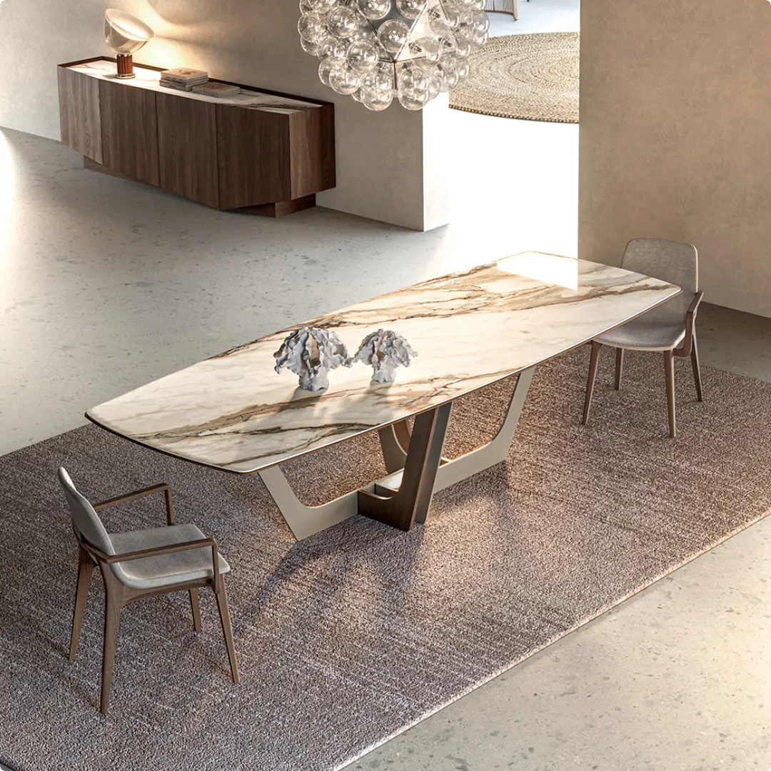mesa de comedor acabado porcelánico